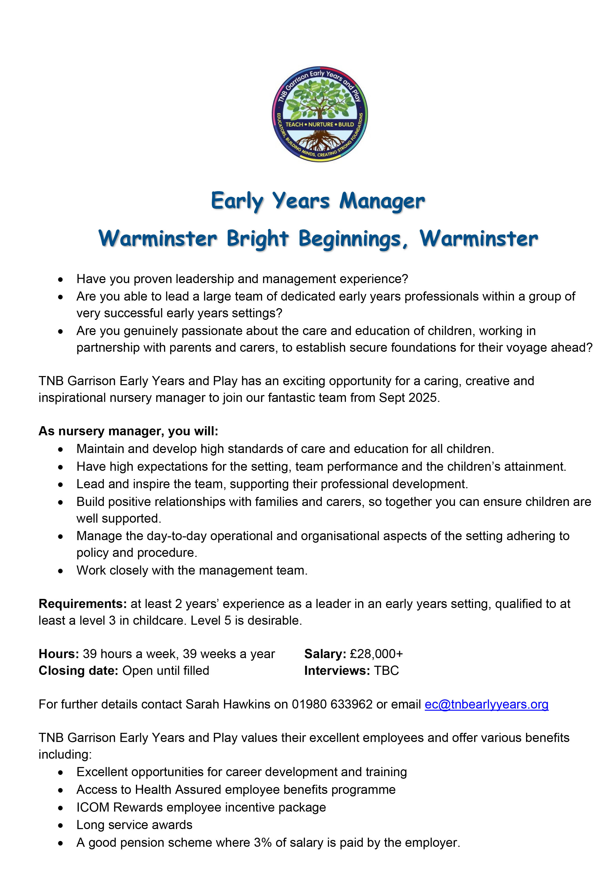 Vacancy ad